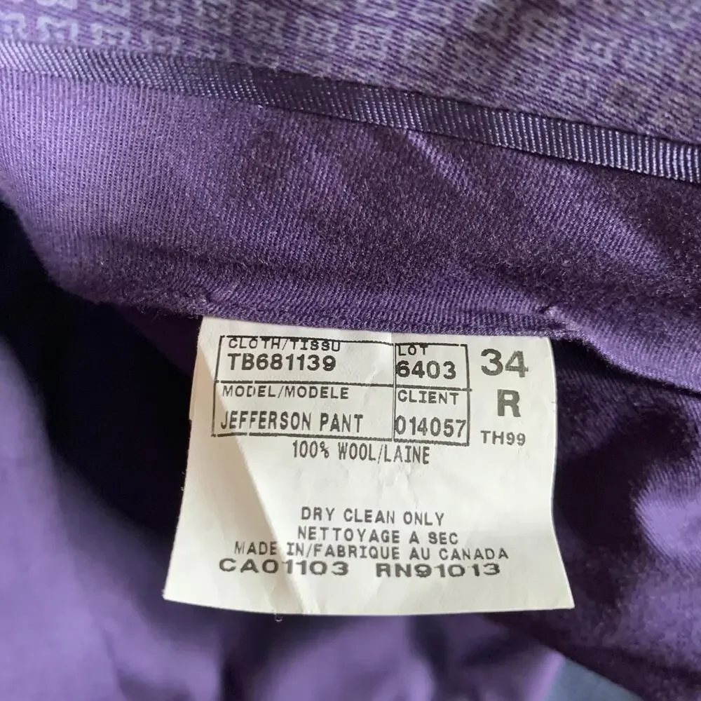 Ted Baker Dress Pants Mens 34x34 Blue Wool Check Jefferson Flat Front Canada